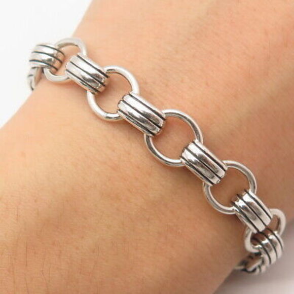 925 Sterling Silver Vintage Rolo Link Bracelet 7